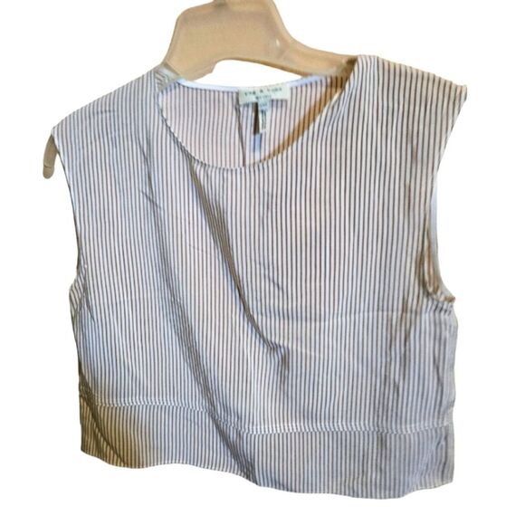 Rag and Bone Striped Silk Sleeveless Top in Tan / White - Picture 6 of 10